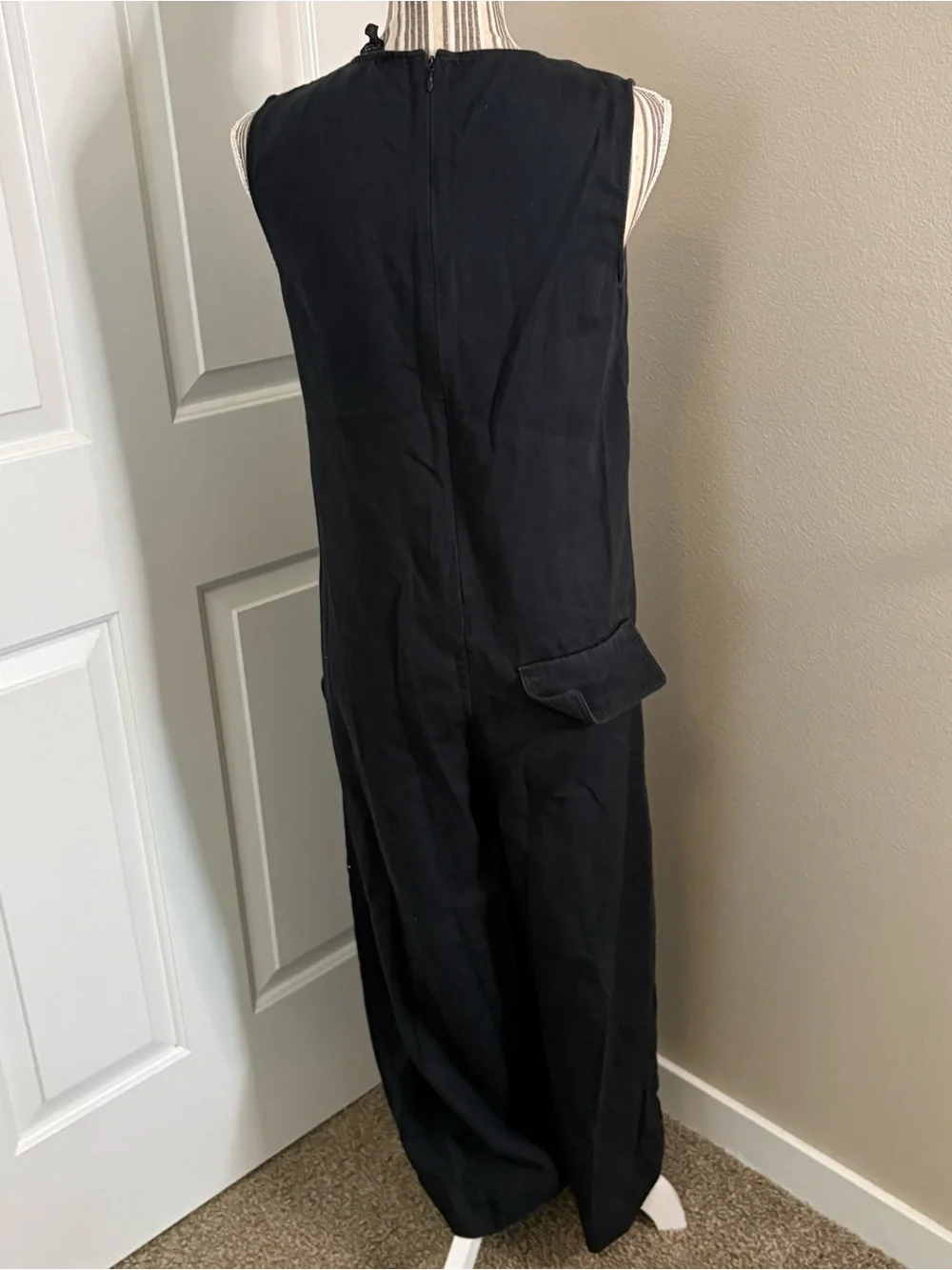 COS Black Sleeveless Wide-Leg Cotton linen Jumpsuit Pockets 6 quiet luxury